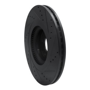 Genesis G80 Brake Rotor (1) - Front Left - R1 Concepts - Drilled & Slotted - Black - `12-`17